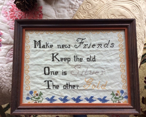 Cross Stitch In Frame Vintage Cross Stitch In Frame Vintage