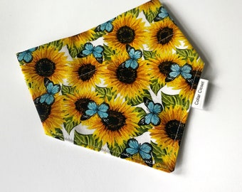 Sunflowers and butterfly’s over the collar dog or cat bandana, dog bandana, dog neckwear, poppy bandana, charity bandana