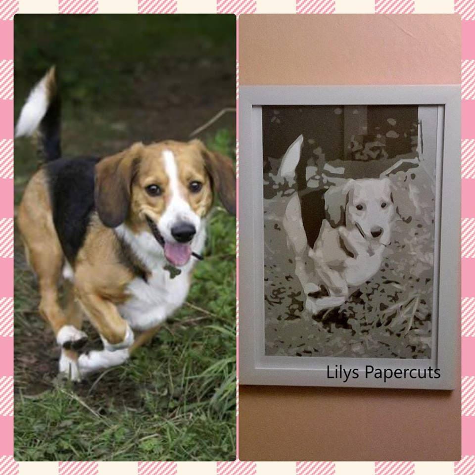 Custom Portrait Layered Papercut,Layered Art, Papercut Art, Layered Portrait, Memorial, Pet Portrait, Photograph Art - Thumbnail 3