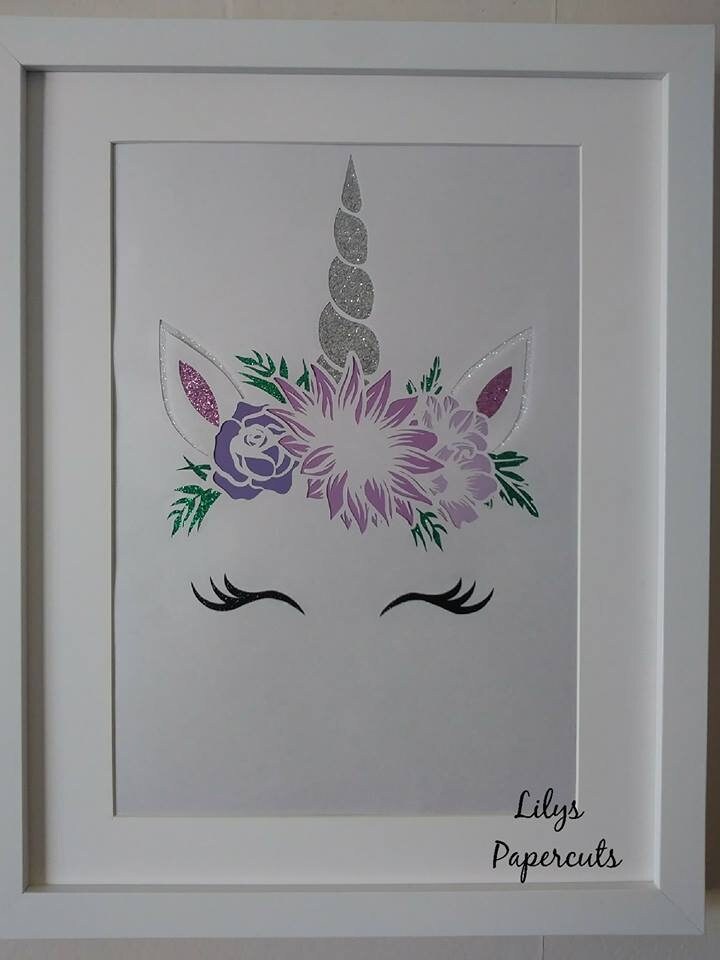 Personalised Unicorn face handcut papercut