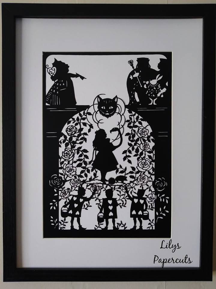 Alice Paint The Roses Red, Fairy Tale, Papercut, Wall-Decor, Handmade, Artwork, Forever Keepsake, Paper, Silhouette. - Thumbnail 2