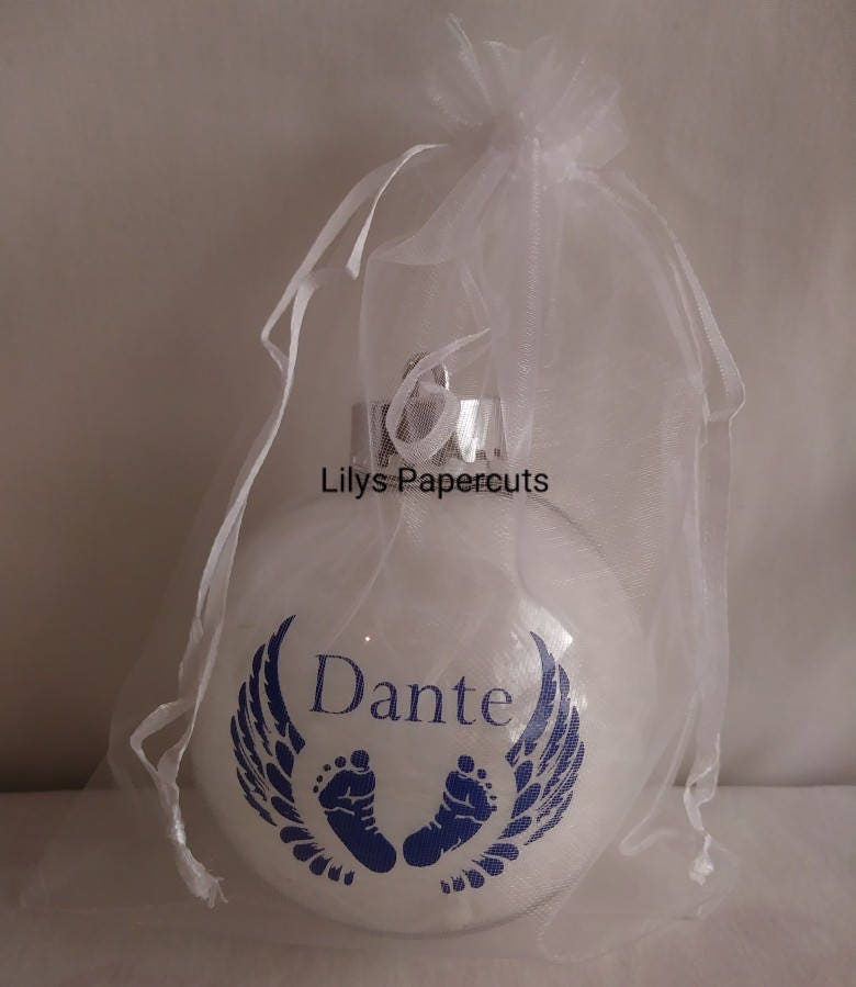 Angel wings, Baby loss, Angel baby, Remembrance bauble, Loved one, Christmas tree bauble, Feather filled bauble, Bauble - Thumbnail 2