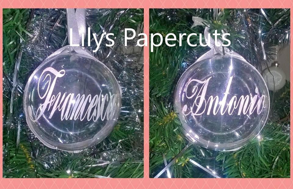 Personalised Christmas Bauble, Remembrance, Glitter, Ribbon, Bespoke, Handmade, Papercut, Decoration, Tree Gift, Unique - Thumbnail 4