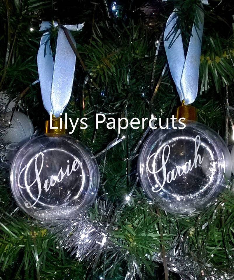 Personalised Christmas Bauble, Remembrance, Glitter, Ribbon, Bespoke, Handmade, Papercut, Decoration, Tree Gift, Unique - Thumbnail 5