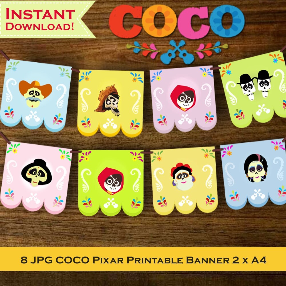 COCO DISNEY BANNER Movie Birthday Party Instant Download | Etsy