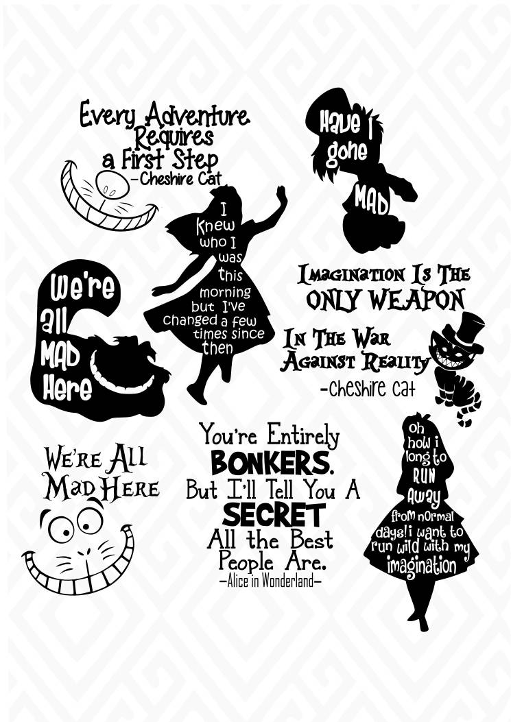 ALice in Wonderland Cuttable Designs in SVG; DXF; PNG; Ai; Pdf; Eps, …