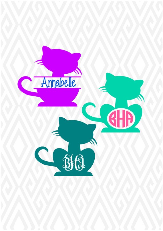 Download Cute Kitty/Cat Monogram Cuttable Design in SVG DXF PNG Ai ...