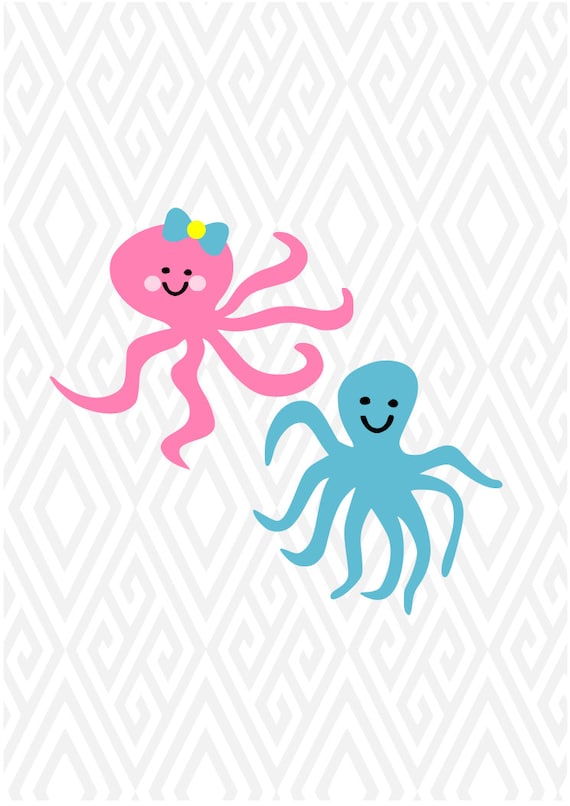 Download Girl And Boy Octopus Monogram Cuttable Design In Svg Dxf Etsy