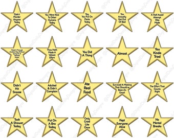 Adulting Gold Star and Star Rating Digital Sticker Set