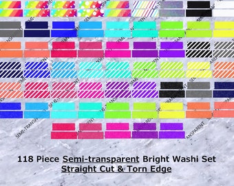 Conjunto de fita Washi semitransparente brilhante de 118