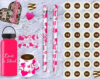 Love & Chocolate - Conjunto de adesivos de planejamento digital