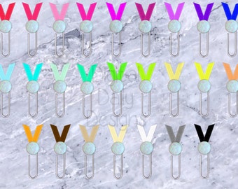 Clipes de papel decorativos digitais multicoloridos - conjunto de 120 - com lisos, desenhados, fitas, pedras e botões