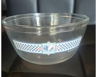 Vintage Anchor Hallmark Rooster 1.5 Quart Glass Mixing Bowl