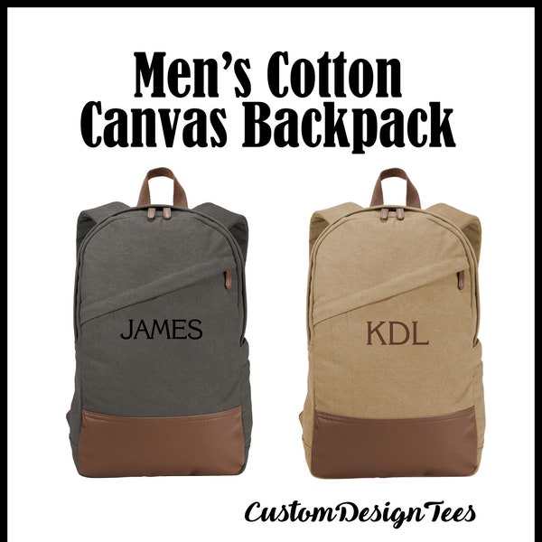 Men's Canvas Backpack, Canvas Backpack, Groomsman Gift, Men's Backpack, Personalized Backpack, Men's Gift, Father's Day Gift, Graduation