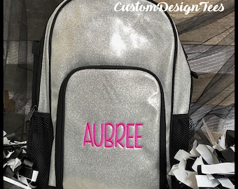 Girls Backpack, Cheer Backpack, Glittery Backpack, Custom Design Tees, Embroidered Backpack, Monogram Backpack, Personalized Dance Backpack