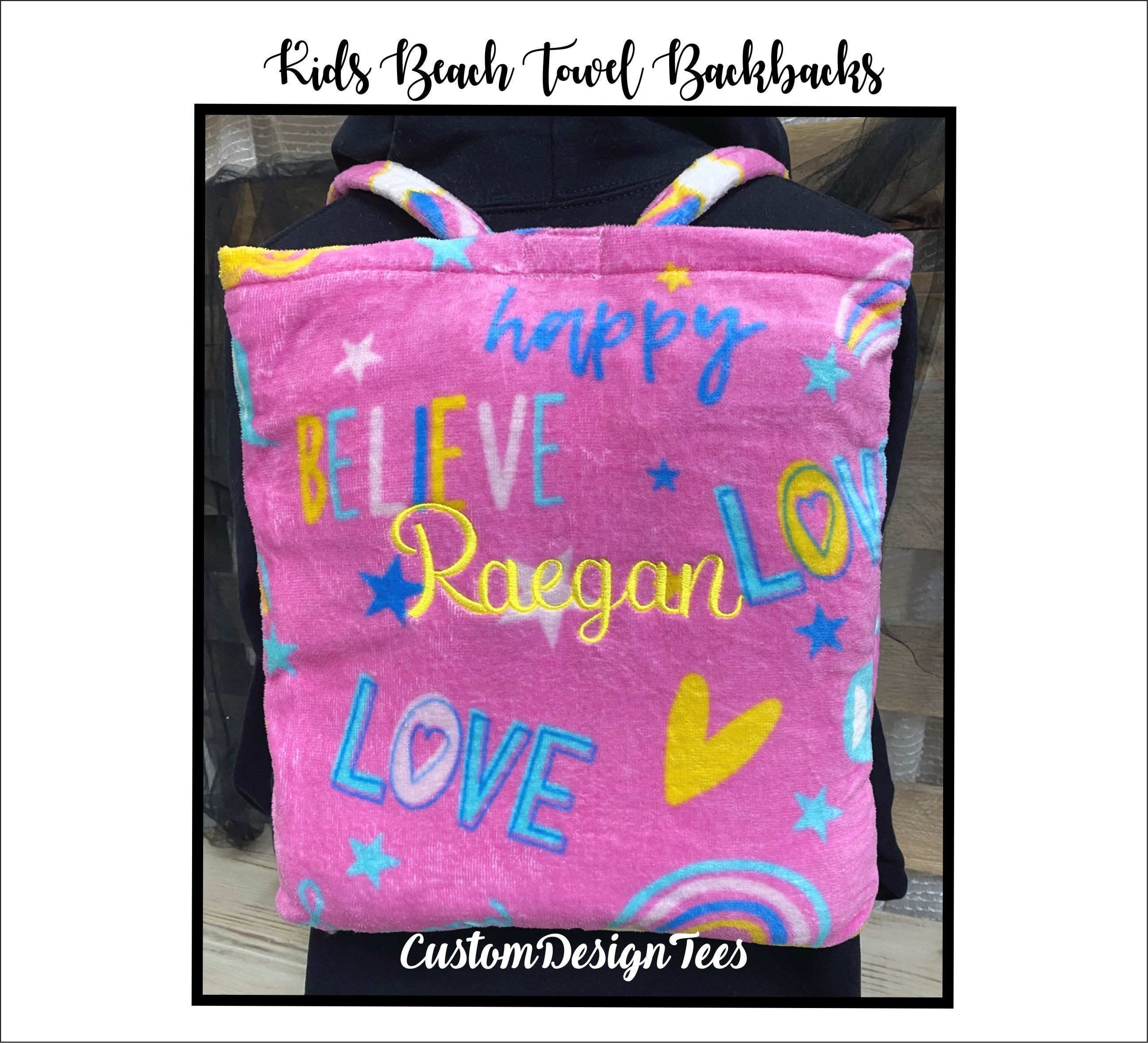 authentic kids beach towel backpack Beach Towel Backpack, Embroidered Beach Towel Backpack, Beach Towel  Personalized, Kids Towel, Kids Backpack Beach Towels, Custom Design Tees