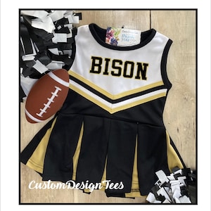 Black and Gold Cheer Uniform, Infant Cheer Uniforms, Toddler Cheer Dress, School Spirit, Infant Cheer Dress, Toddler Uniform, Infant Outfit