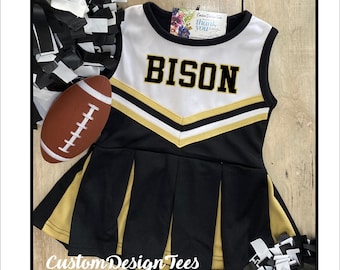 Black and Gold Cheer Uniform, Infant Cheer Uniforms, Toddler Cheer Dress, School Spirit, Infant Cheer Dress, Toddler Uniform, Infant Outfit