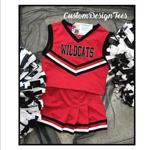 Red and Black Cheer Uniform, Cheerleading Outfit, Toddler Cheer Uniforms, Girls Cheer Uniform, School Spirit Uniforms, Toddler Cheer Outfit