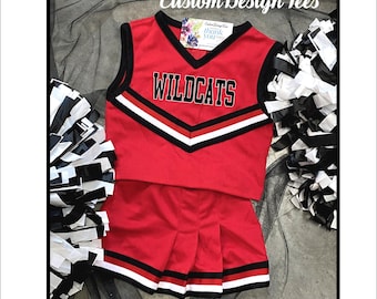 Red and Black Cheer Uniform, Cheerleading Outfit, Toddler Cheer Uniforms, Girls Cheer Uniform, School Spirit Uniforms, Toddler Cheer Outfit
