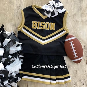 Black and Gold Cheer Uniform, Cheerleading Outfit, Toddler Cheer Uniforms, Girls Cheer Uniform, School Spirit Uniforms, Infant Cheer Outfit
