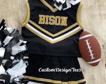 Black and Gold Cheer Uniform, Cheerleading Outfit, Toddler Cheer Uniforms, Girls Cheer Uniform, School Spirit Uniforms, Infant Cheer Outfit