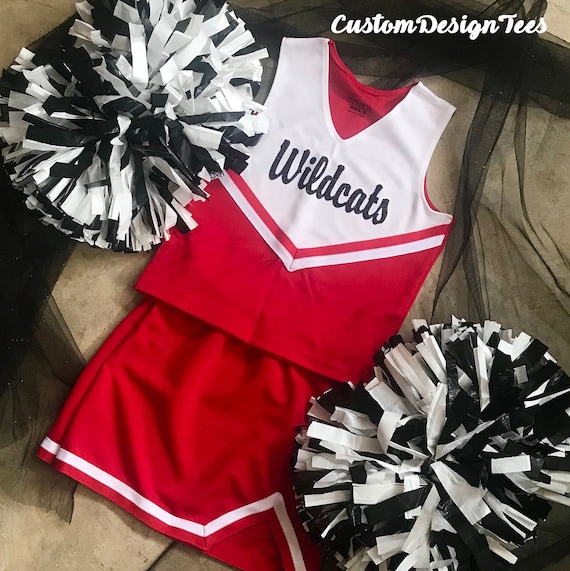 Toddler Cheer Top/Skirt Red and White Uniform Toddler Cheer Uniform Cardinals Cheer Uniform Red