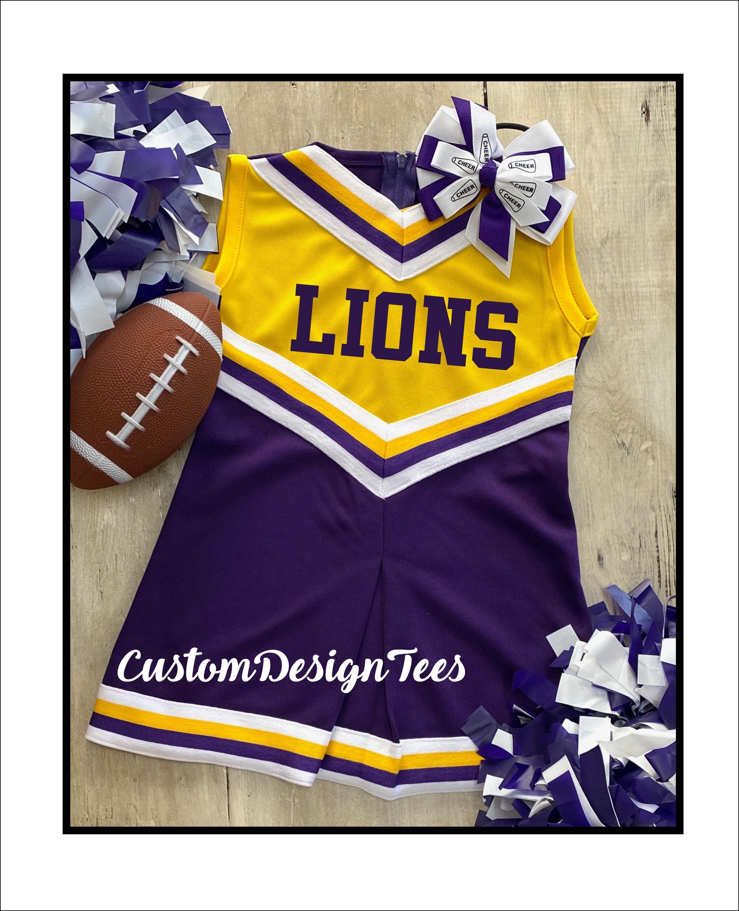 Purple and Gold Cheer Uniform, Toddler Cheer Uniform, Toddler Cheer Dress, School Spirit, Girl Cheer Dress, Toddler Uniform, Cheer Uniform