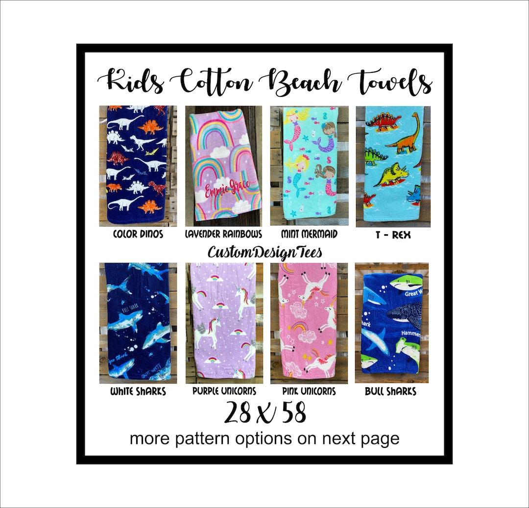 Personalized Beach Towels Monogram Kids Towel Embroidered Etsy