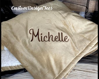 Personalized Blanket, Sherpa Blanket, Monogram Blanket, Gift for Her, Christmas Gift, Bridal Shower Gift, Birthday Gift, Personalized Gift