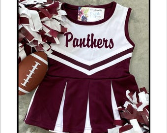 Maroon & White Cheer Uniform, Infant Cheer Uniforms, Custom Cheer Uniform, Cardinal Cheer Dress, School Spirit Uniforms, Infant Outfit