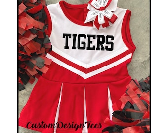 Red and White Cheer Uniform, Infant Cheer Uniforms, Toddler Cheer Dress, School Spirit, Infant Cheer Dress, Infant Uniform, Infant Outfit