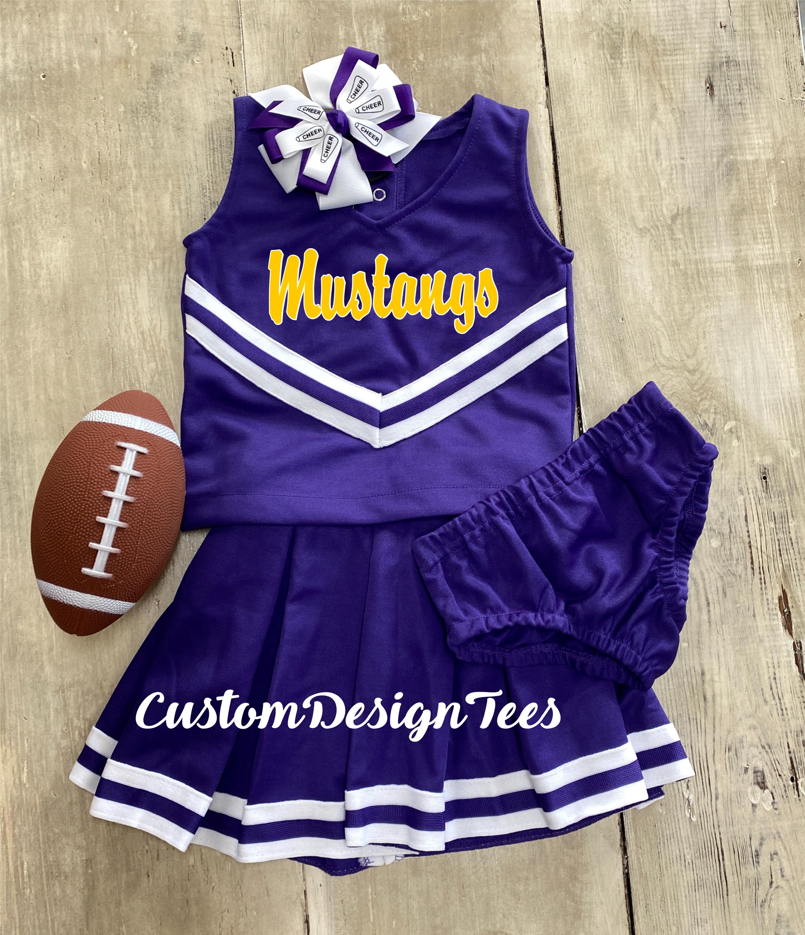 Purple White Toddler Cheerleader Uniform, Custom Cheer Uniform