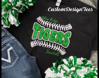 Baseball Shirt, Softball Team Shirt, Softball Mom T, Baseball Mom Shirt,  Custom Design Tees, Team Shirt, Team Sports Fan, Glitter Tees