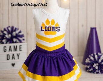 Custom Baby Cheerleader Outfit, Infant Cheer Uniform, Toddler Cheer Set, Personalized Team Name Cheer Costume, School Spirit Game Day Outfit