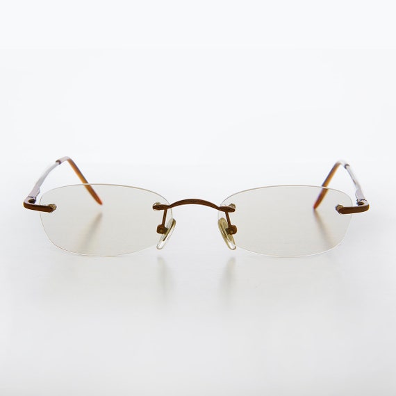 Brown Rimless Tinted Rectangular Lens Reader - Ryn - image 2