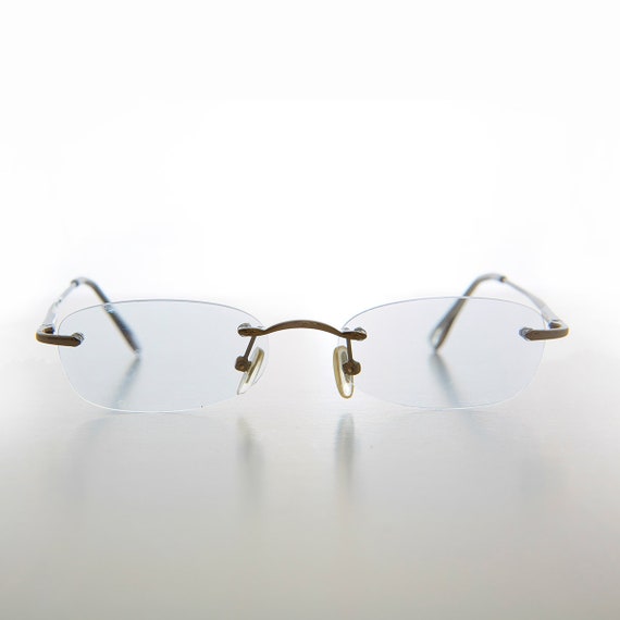 Blue Rimless Tinted Rectangular Lens Reader - Ryn - image 2