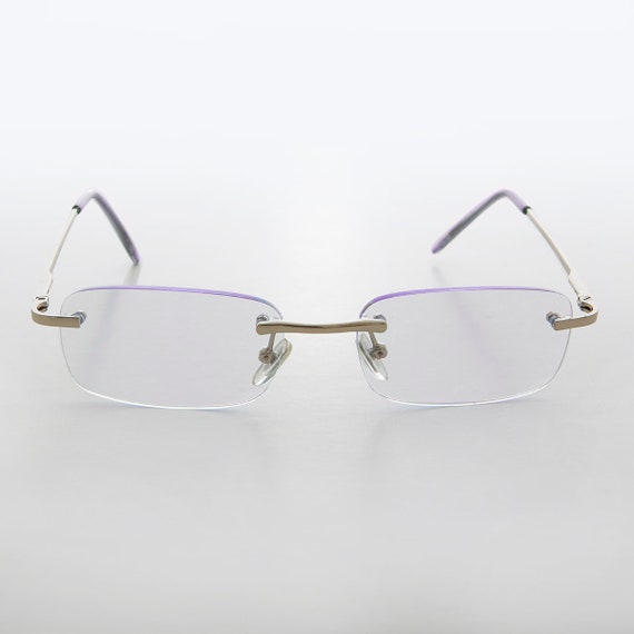 Purple Rimless Reading Glasses with Silver Temple… - image 2