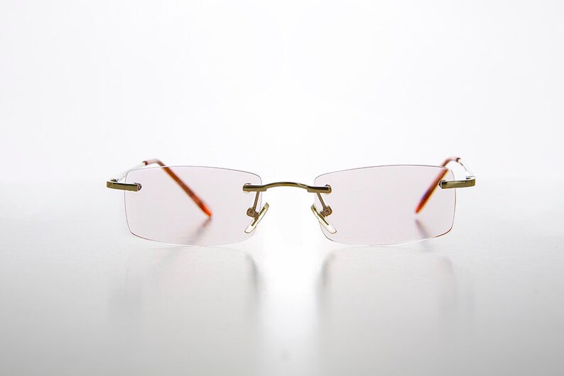 Rimless Reading Glasses Light Pink Tinted Lens / 1.50 Diopter Etsy
