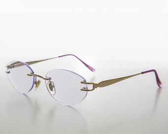 Oval Reading Glasses with Purple Tinted Lens and Silver Frame - Lauren