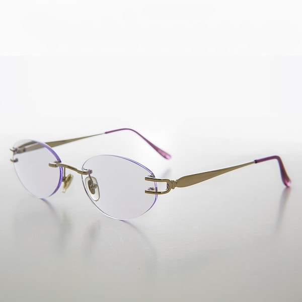 Oval Reading Glasses with Purple Tinted Lens and Silver Frame - Lauren