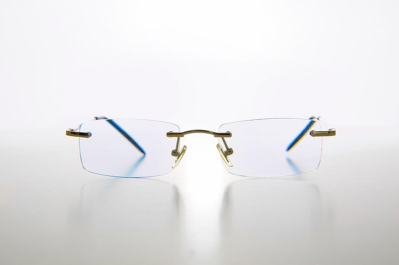 Rimless Reading Glasses Light Blue Tinted Lens / 1.75 / 2.25 Etsy