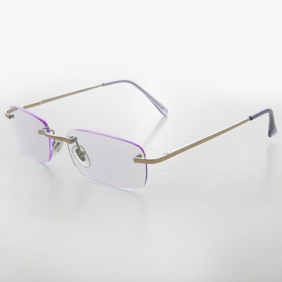 Purple Rimless Reading Glasses with Silver Temple… - image 1