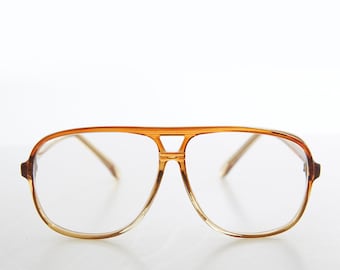 Retro Brown Aviator Full Reading Glasses - Hux