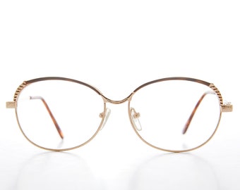 Elegant Gold Women's Readers with Brown Accents - Nichole