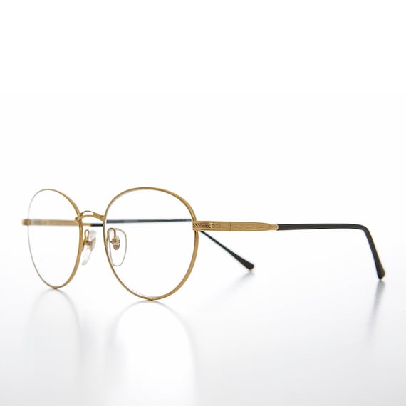 Round Gold Reading Glasses with Black Temples - S… - image 2