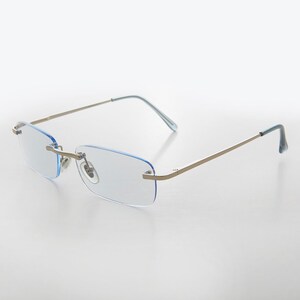 Blue Silver Rimless Reading Glasses Silver Temples - Ryan