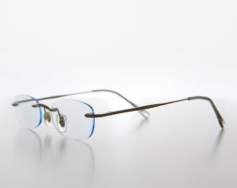 Blue Rimless Tinted Rectangular Lens Reader - Ryn