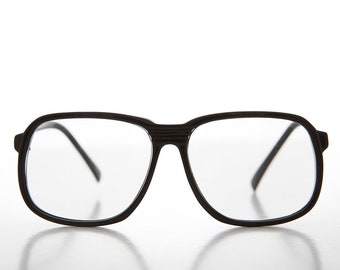 Big Square Black 80s Vintage Reading Glasses - Harold