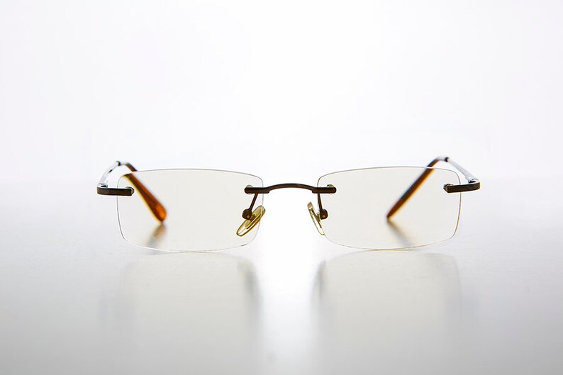 Rimless Reading Glasses Light Brown Tinted Lens / 2.25 / 2.50 Etsy